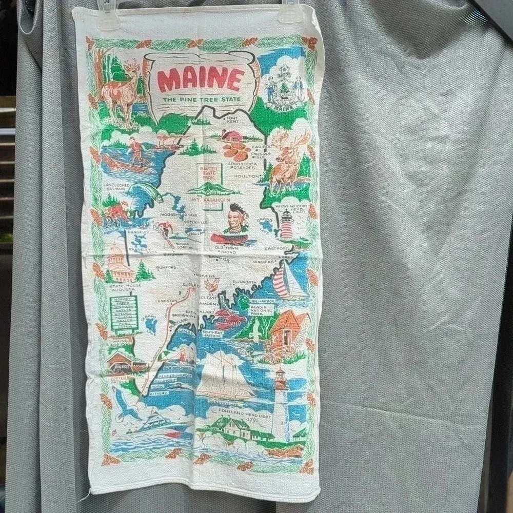Retro  Maine Tea Towel